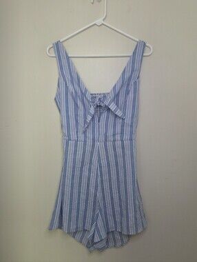 Women's Karlie Blue Striped Sleeveless Romper Sz Small